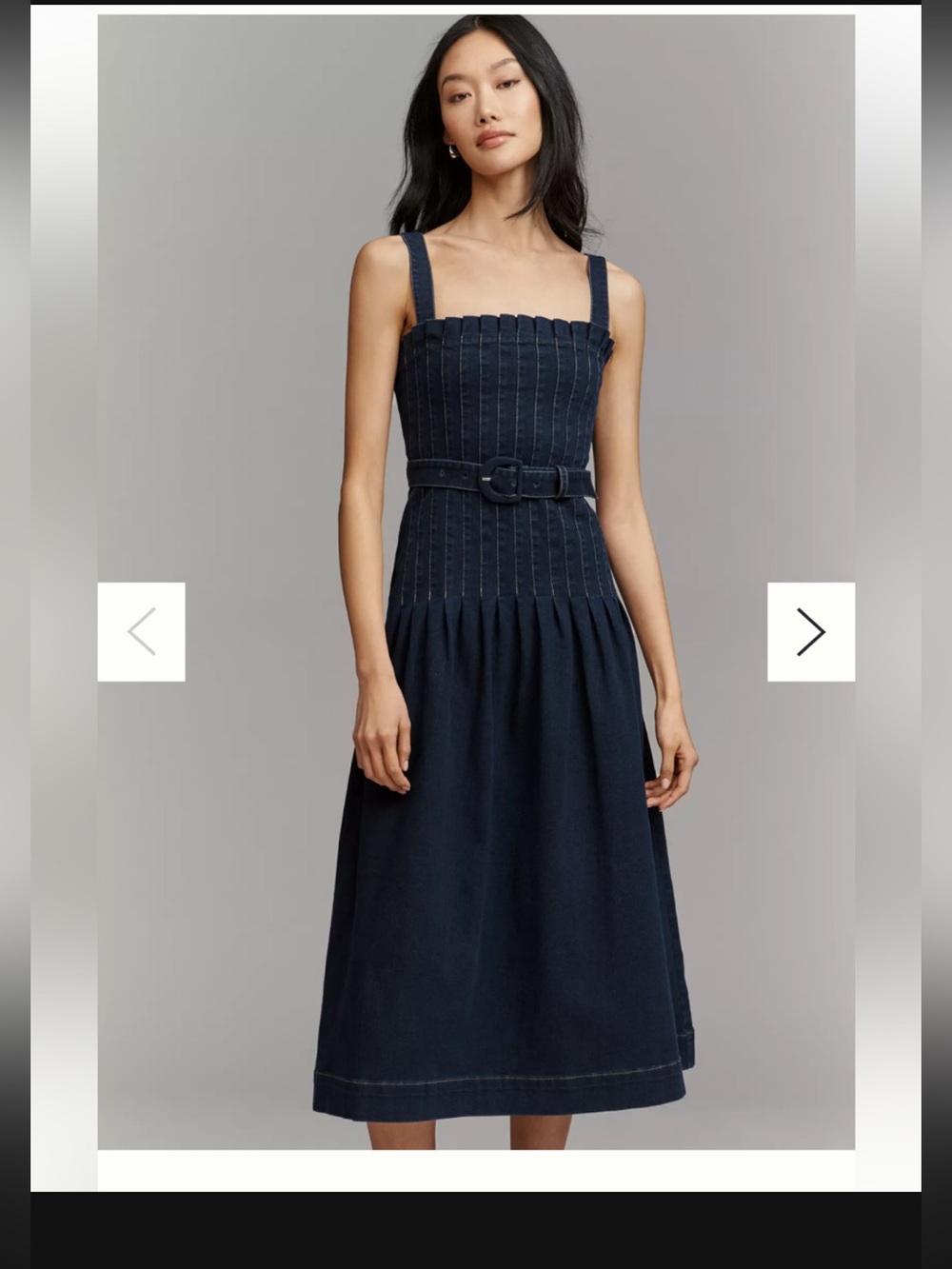 Anthropologie Denim Belted Midi Dress